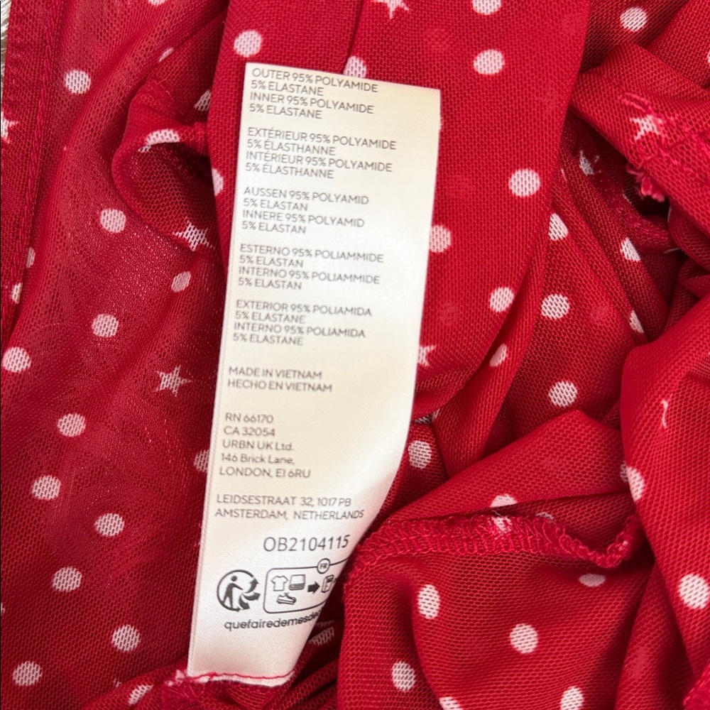 Free People Twosie For One Mesh Top Set in Berry Combo Polka Dot/Star Print Sz L - Picture 10 of 10